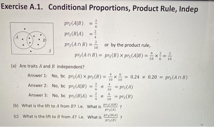 Solved Exercise A.1. Conditional Proportions, Product Rule, | Chegg.com