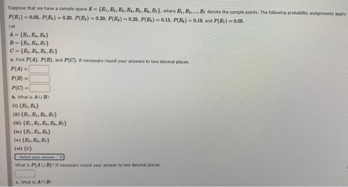 Solved Suppose that we have a sample space S - {E, E., E., | Chegg.com
