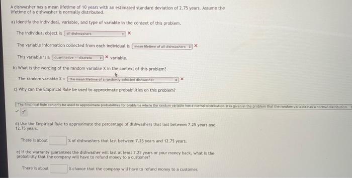 Solved X A dishwasher has a mean lifetime of 10 years with | Chegg.com