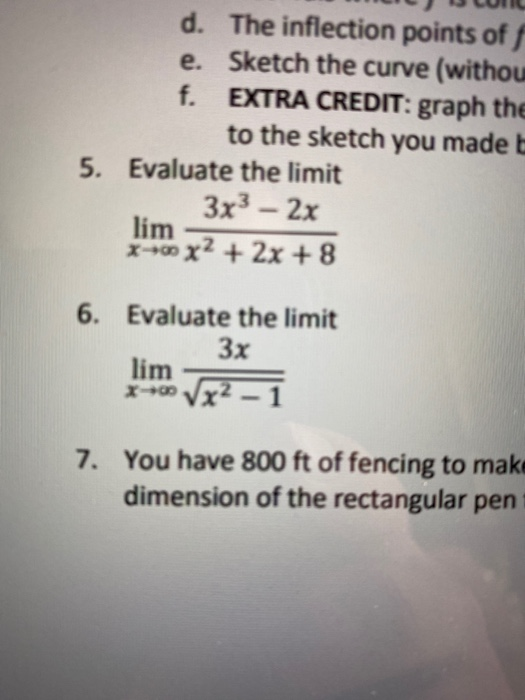 Solved CUI d. The inflection points off e. Sketch the curve | Chegg.com
