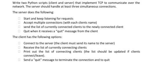 Solved Multithreading TCP ServerEquipment and Software Tools | Chegg.com
