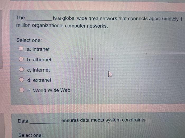 Solved The is a global wide area network that connects | Chegg.com