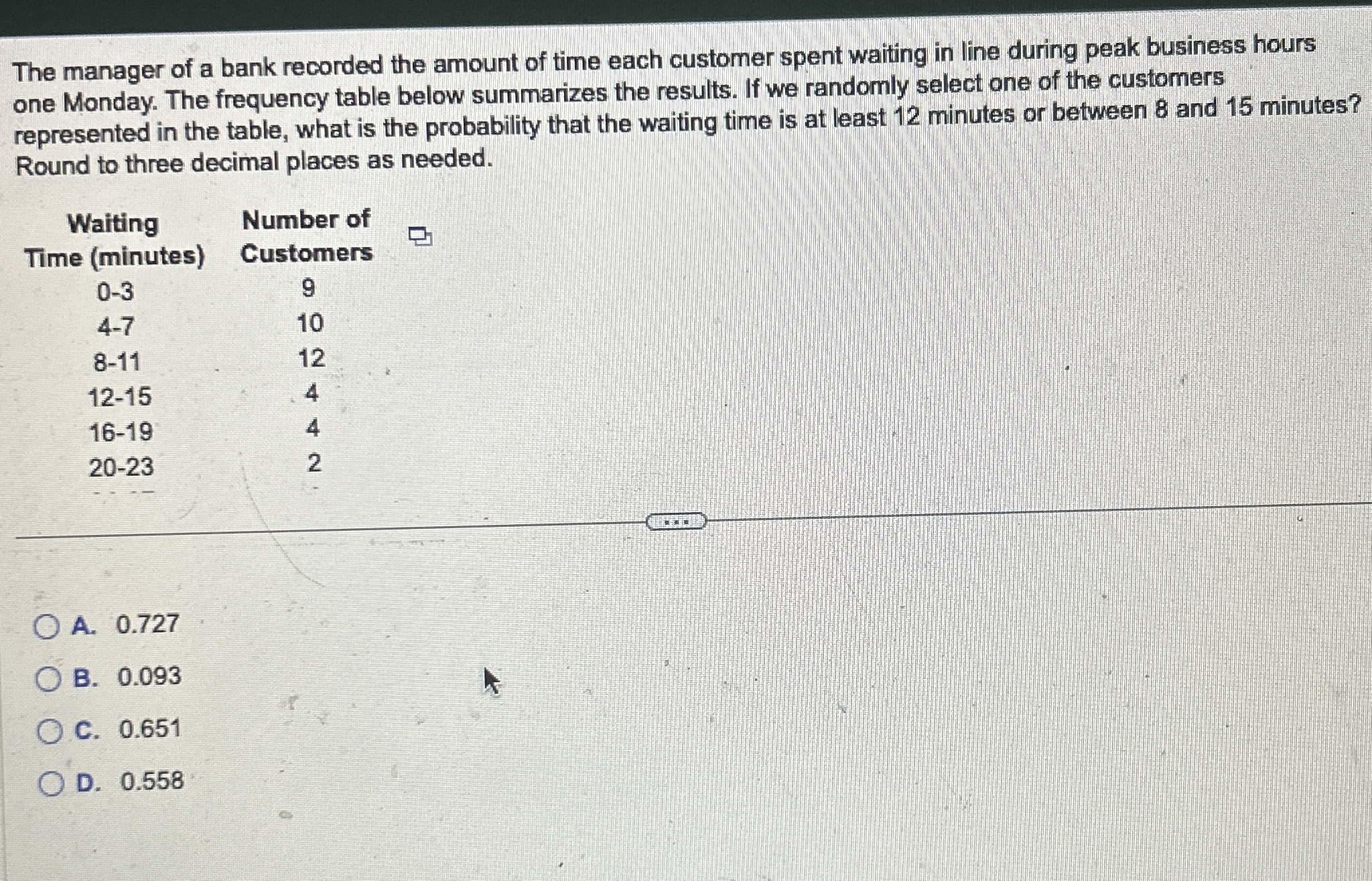 Solved The manager of a bank recorded the amount of time | Chegg.com