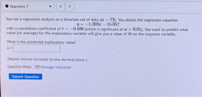 Solved You run a regression analysis on a bivariate set of | Chegg.com
