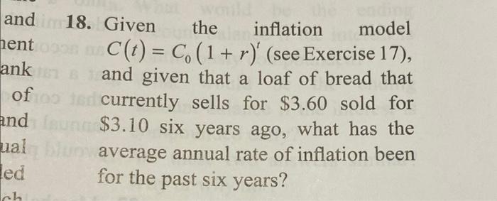 Solved = 1 And 18. Given The Inflation Model Hent C(t) = | Chegg.com