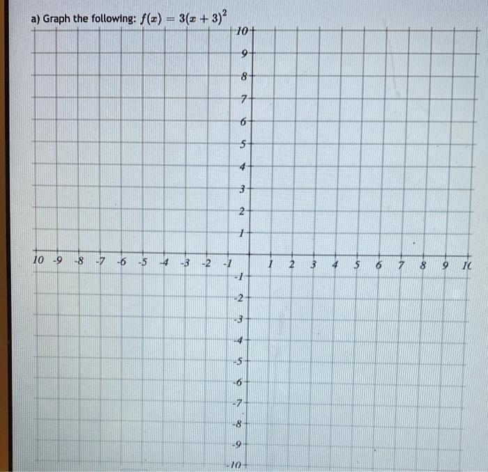 Solved a) Graph the following: f(x) = 3(x + 3)? 10+ 9 8 7- 6 | Chegg.com