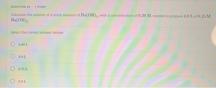 Solved QUESTION 29.1 POINT Calculate the volume of a stock | Chegg.com