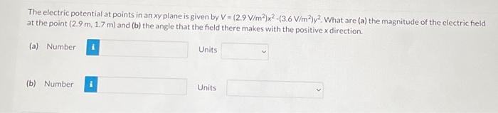 Solved The electric potential at points in an xy plane is | Chegg.com