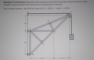 Solved Question 2 ( 30 ﻿points): Determine the maximum mass | Chegg.com