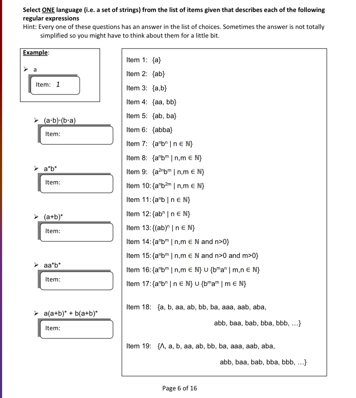 Select ONE Language (i.e. ﻿a Set Of Strings) ﻿from | Chegg.com