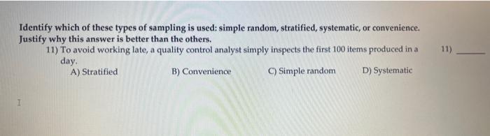 Solved Identify which of these types of sampling is used: | Chegg.com