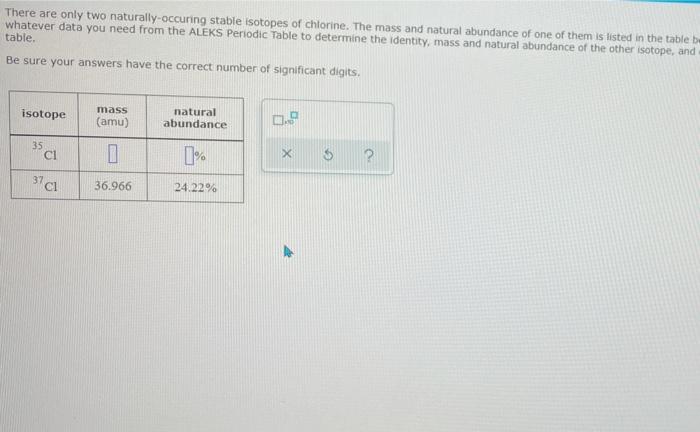 Solved There Are Only Two Naturally Occuring Stable Isotopes | Chegg.com