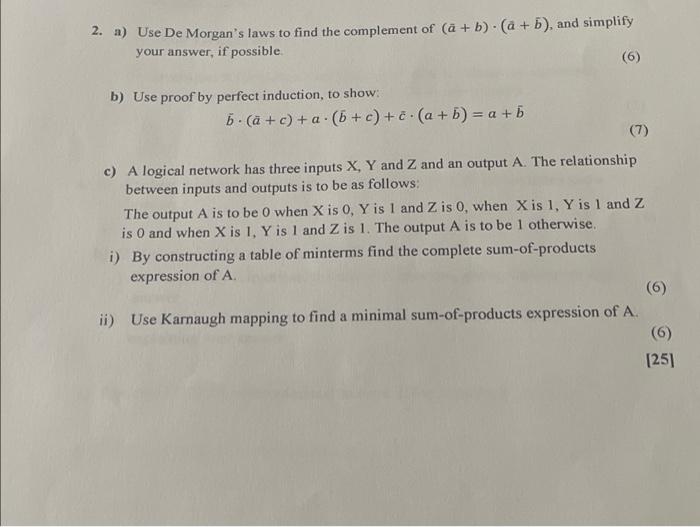 Solved Answer These Boolean Algebra Questions And Explain | Chegg.com