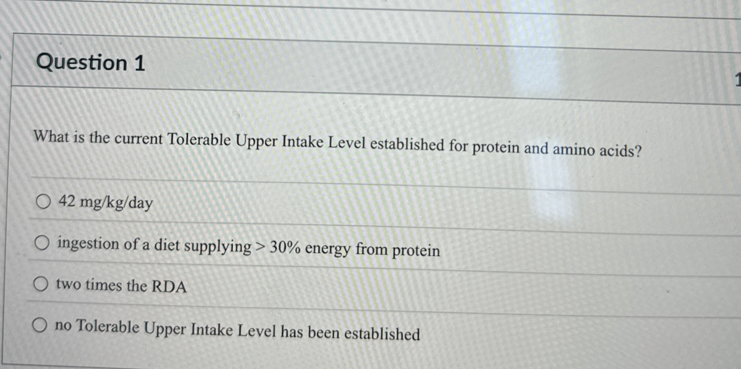 Solved Question 1What is the current Tolerable Upper Intake | Chegg.com