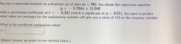 Solved Run a regression analysis on the following data set | Chegg.com