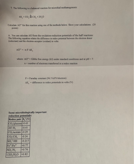 7 The Following Is A Balanced Reaction For Microbial Chegg Com