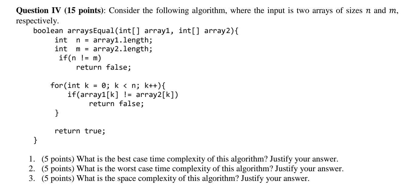Solved Question IV (15 points): Consider the following | Chegg.com