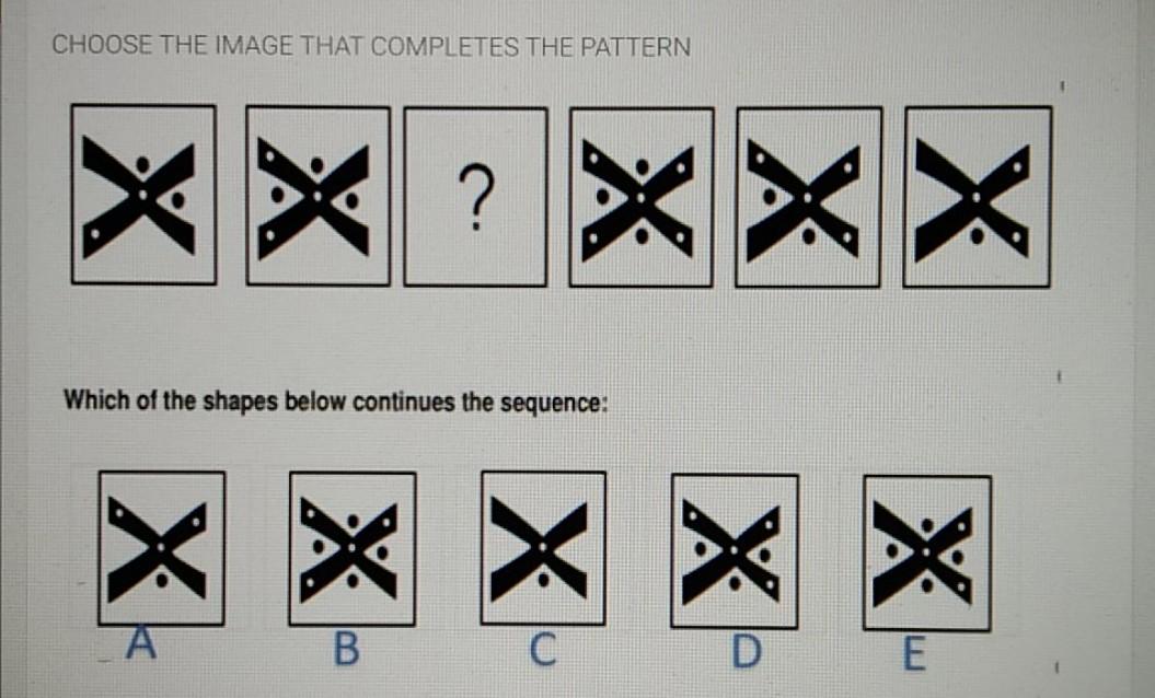 Solved CHOOSE THE IMAGE THAT COMPLETES THE PATTERN XXX ? | Chegg.com