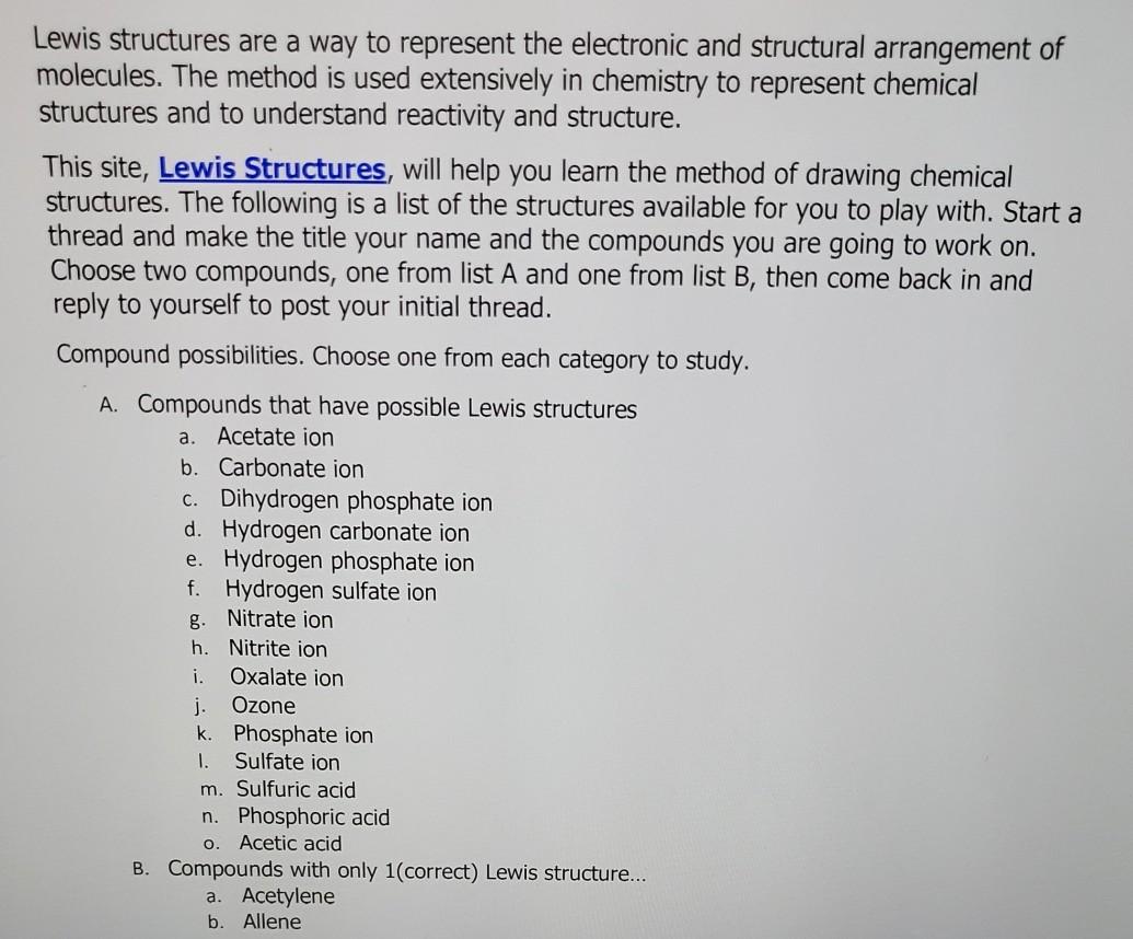 Solved a. Lewis structures are a way to represent the | Chegg.com