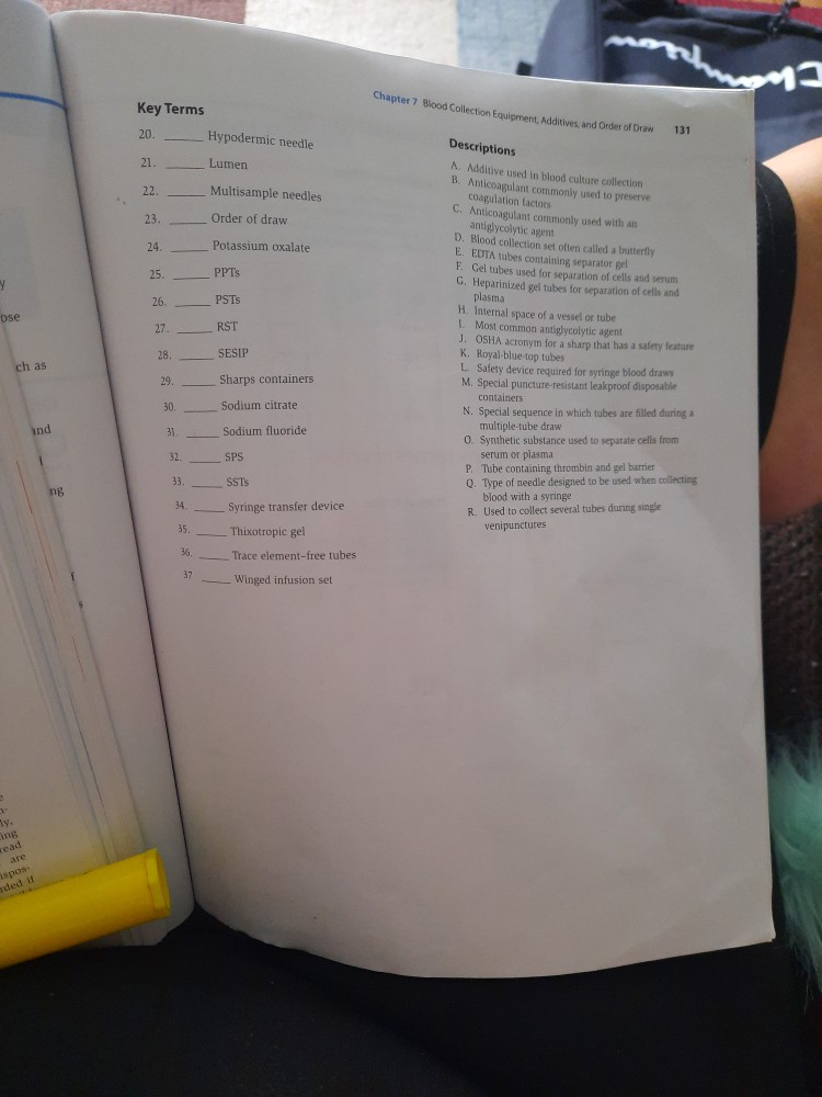 Solved 1) Chapter 7 Blood Collection Equipment, Additives,