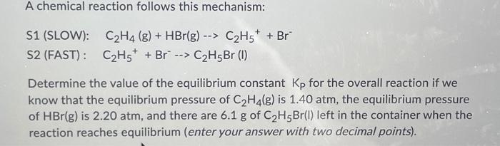 Solved A chemical reaction follows this mechanism S1 Chegg