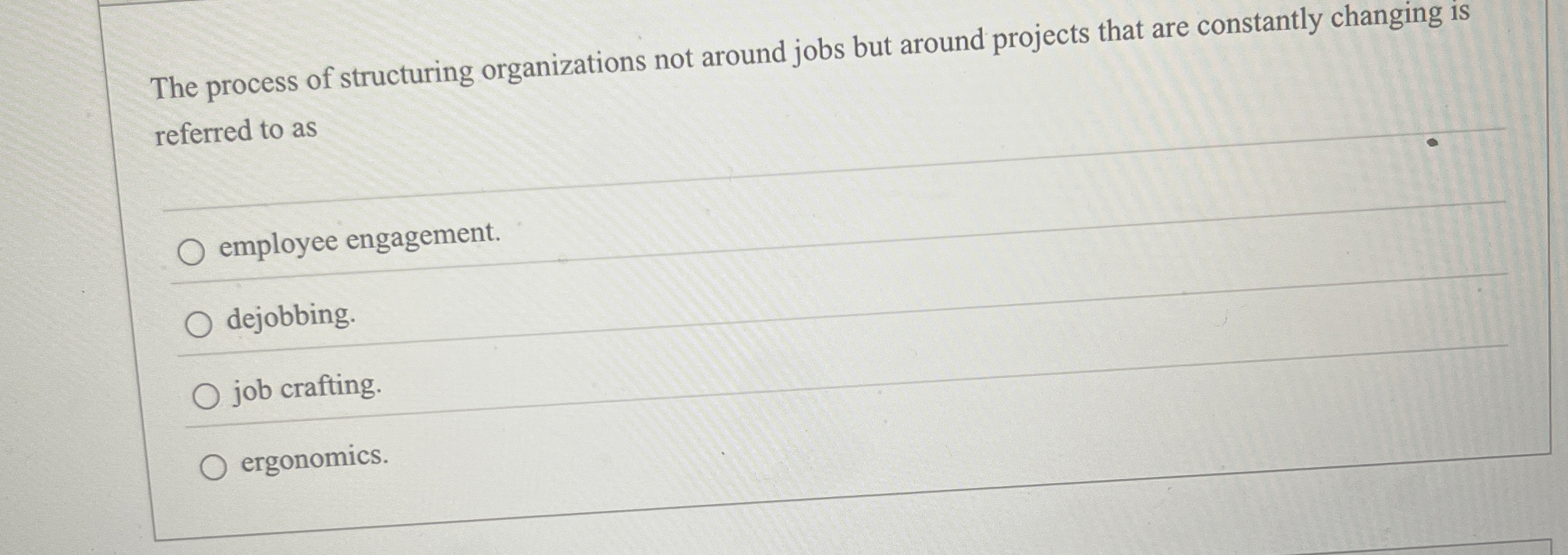 Solved The process of structuring organizations not around