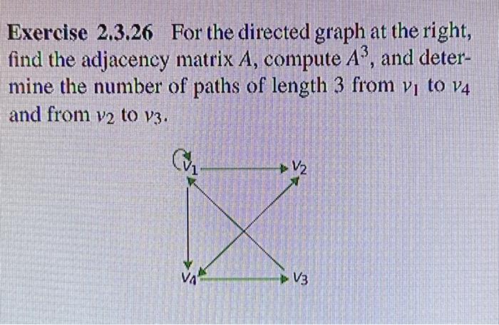 Solved Exercise 2.3 .26 For The Directed Graph At The Right, | Chegg.com