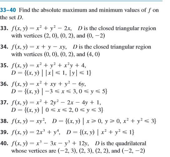 Solved 33-40 Find The Absolute Maximum And Minimum Values Of | Chegg.com