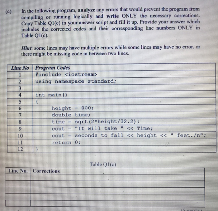 Solved In the following program, analyze any errors that | Chegg.com