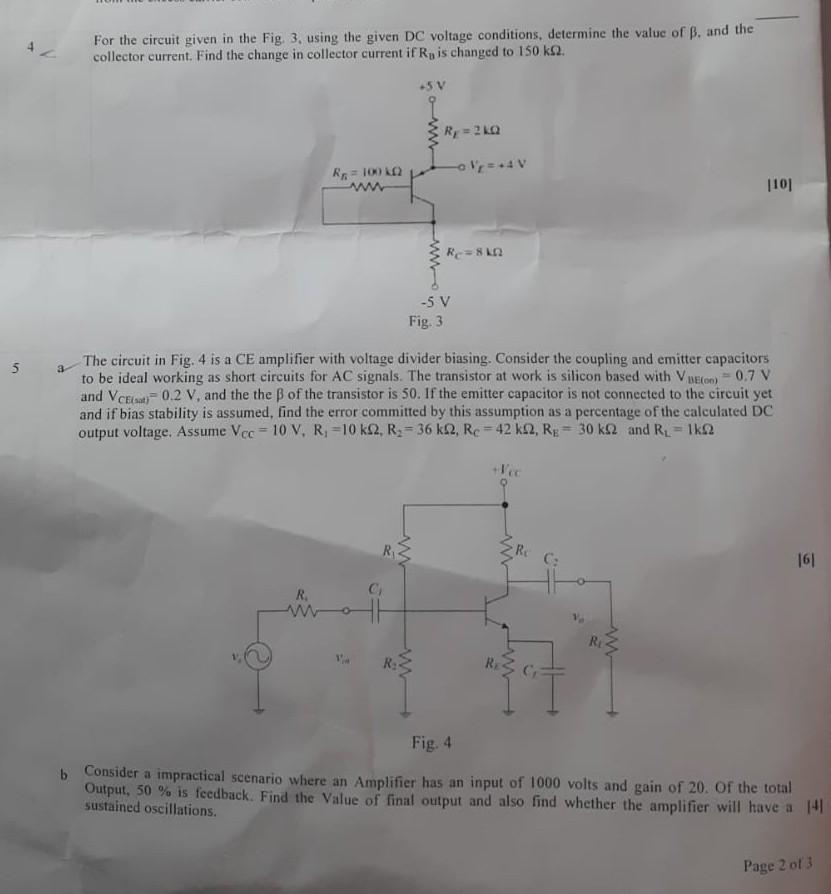 Solved For the circuit given in the Fig. 3, using the given | Chegg.com