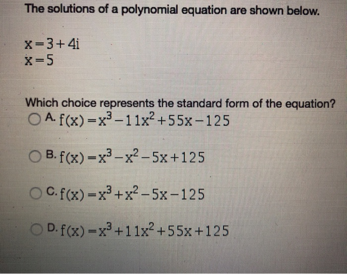 Solved The solutions of a polynomial equation are shown | Chegg.com