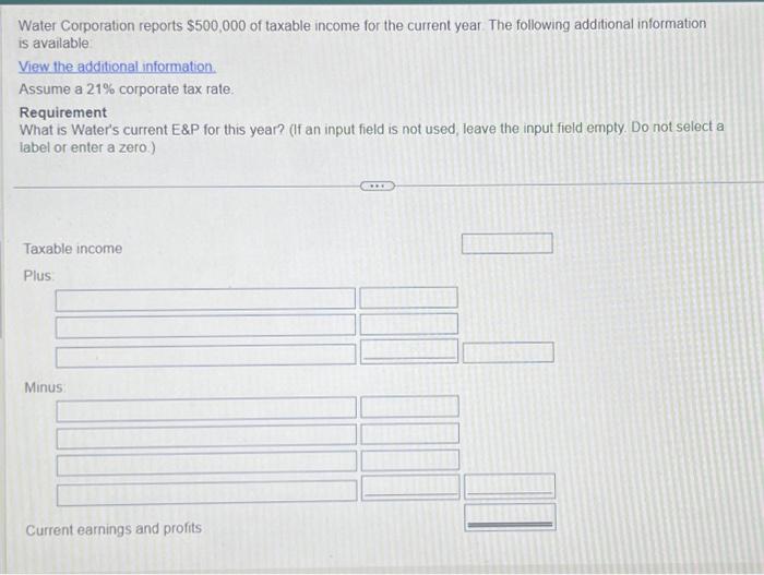 Solved Water Corporation reports 500,000 of taxable
