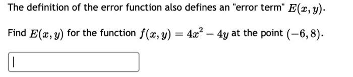 Solved the definition of the error function also defines an | Chegg.com
