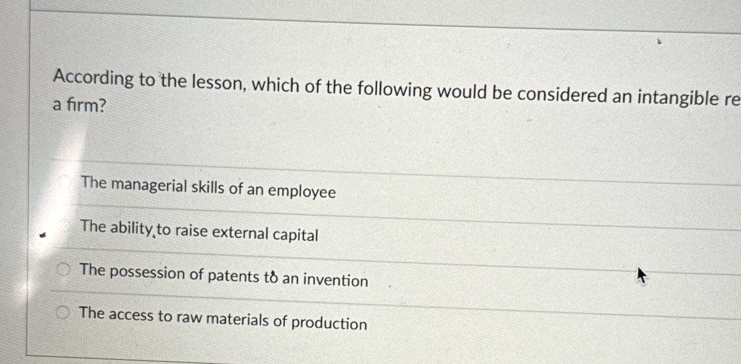 Solved According To The Lesson, Which Of The Following Would | Chegg.com