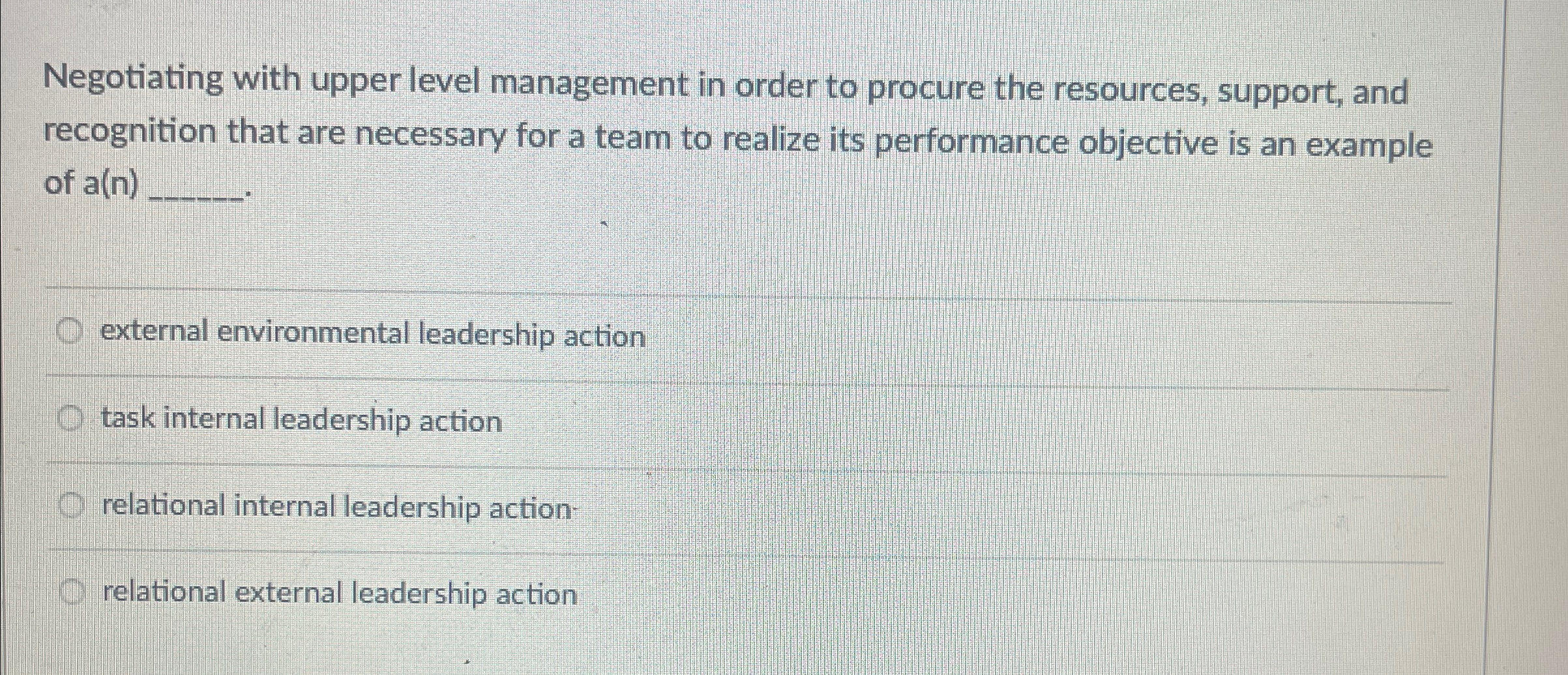 Solved Negotiating with upper level management in order to | Chegg.com
