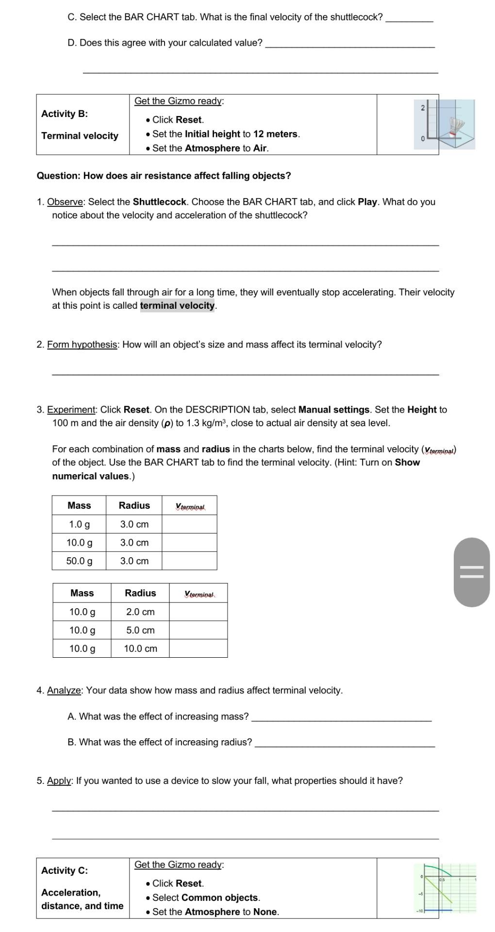 Solved Student Exploration: Free-Fall Laboratory Vocabulary: | Chegg.com