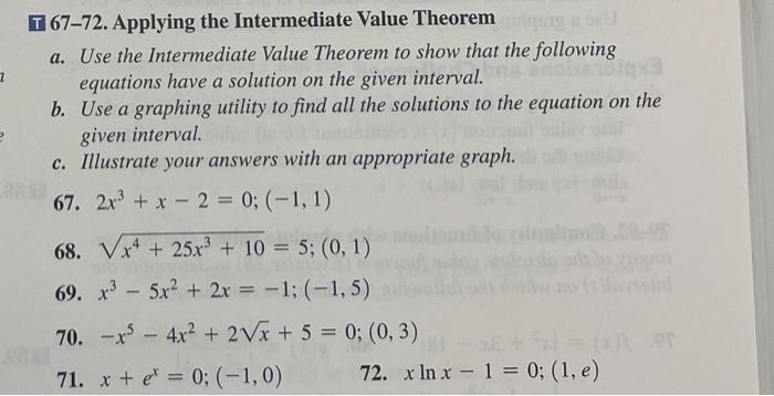Solved 2 T 67-72. Applying the Intermediate Value Theorem a. | Chegg.com