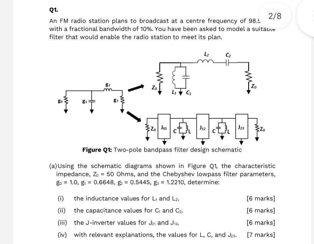 Q1. 2/8 An FM radio station plans to broadcast at a 