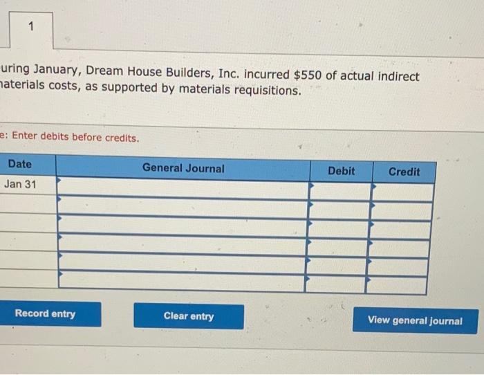 Solved Knowledge Check 01 During January, Dream House