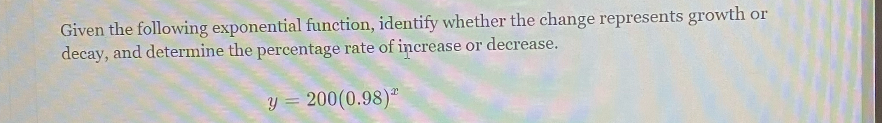 Solved Given the following exponential function, identify | Chegg.com