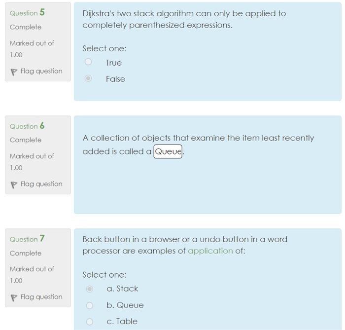 Solved Question 5 Complete Dijkstra's two stack algorithm | Chegg.com