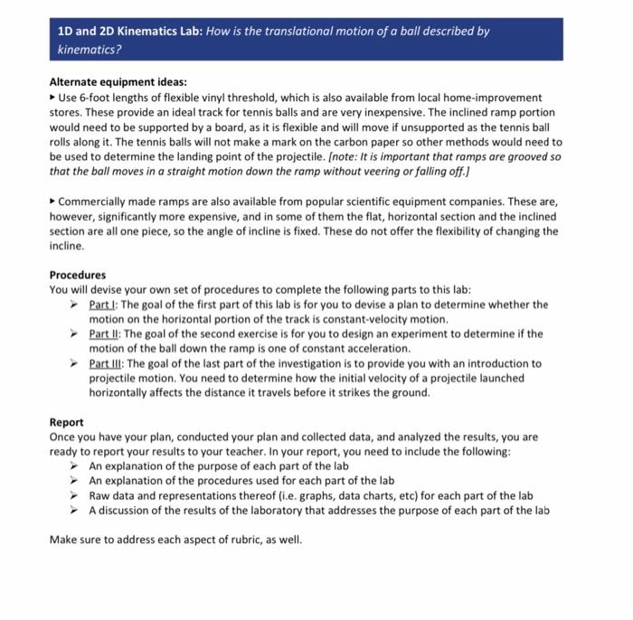 Solved 1D and 2D Kinematics Lab: How is the translational | Chegg.com