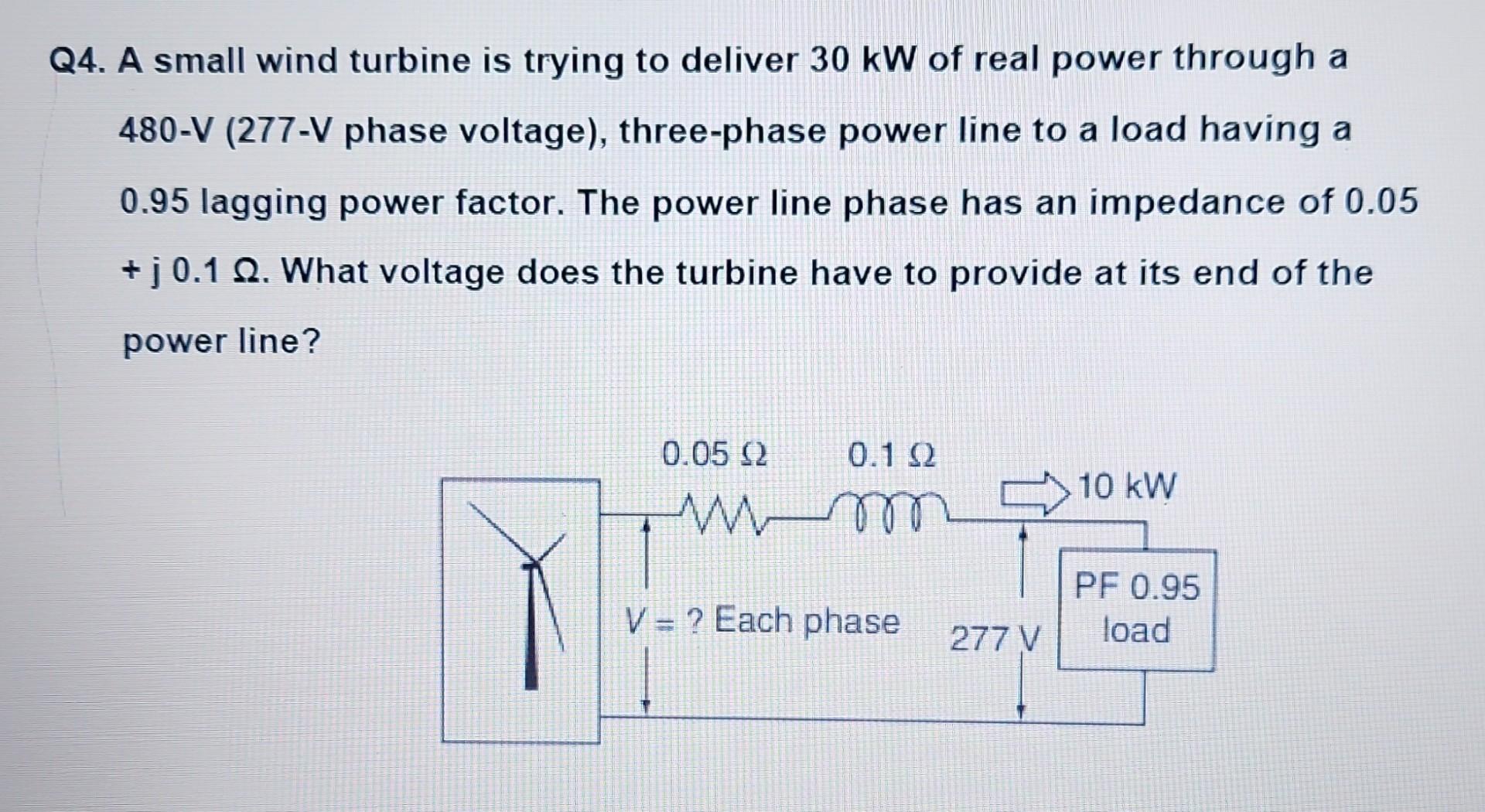 Solved Q4. A Small Wind Turbine Is Trying To Deliver 30 KW | Chegg.com