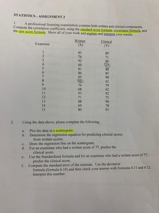 Solved STATISTICS - ASSIGNMENT 3 1. A professional licensing | Chegg.com