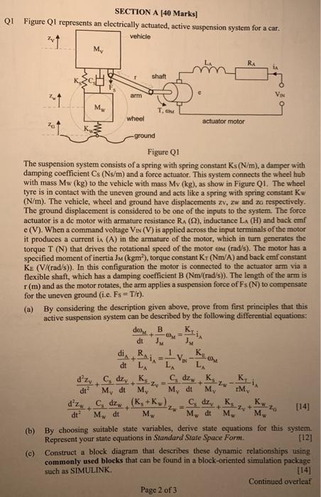 SECTION A [40 Marks! Q1 Figure Q1 represents an | Chegg.com