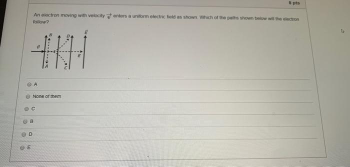 Solved S pts An electron moving with velocity enters a | Chegg.com