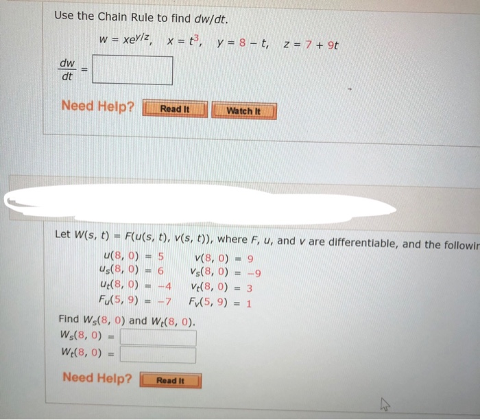 solved-use-the-chain-rule-to-find-dw-dt-w-xey-z-x-t-y-chegg