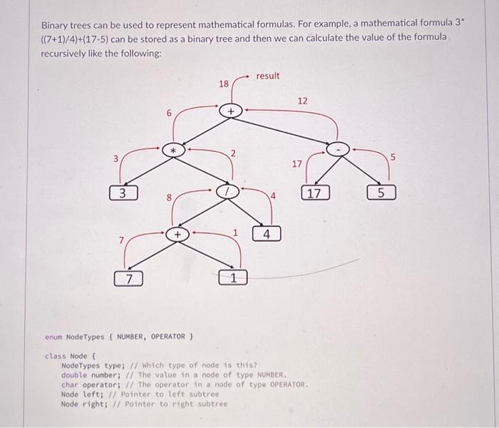 Solved Binary trees can be used to represent mathematical | Chegg.com