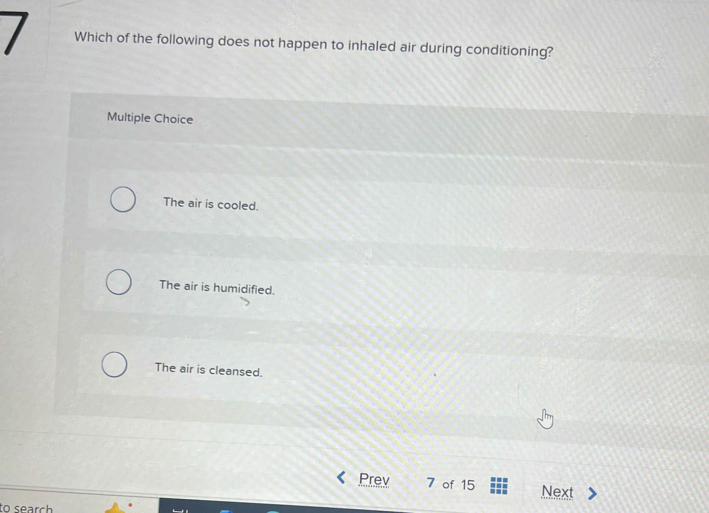 Solved Which of the following does not happen to inhaled air | Chegg.com