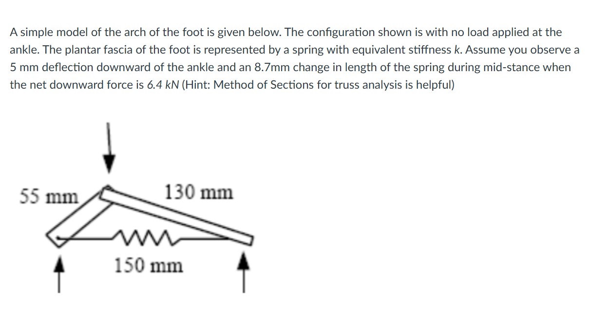 Solved A simple model of the arch of the foot is given